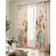 thumbnail image 5 of Easter Bunny Sheer Curtains 63 Inch Length 2 Panels Set for Living Room/Bedroom, Eggs Vintage Pink Daisy Spring Floral Butterfly Kitchen Curtains Grommet Curtains Window Treatments 42"x63"x2, 5 of 7