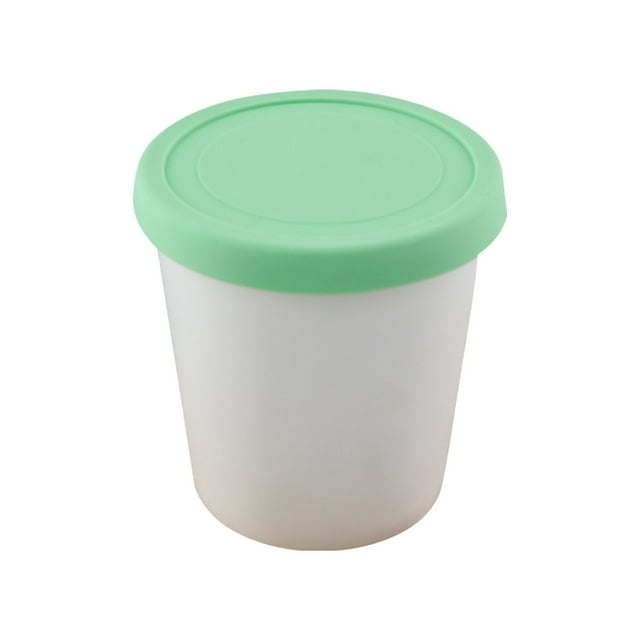 Round Plastic Ice Cup with Wide Mouth and Sealed Silicone Lid Dessert Container for Ice and Sweet Treats Food Storage Container Kitchen Storage Box,Airtight Container,Plastic Food Container,Glass Sto
