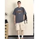 thumbnail image 2 of Conjuntos de hombre deportivos de algodón negro de moda 2024 Oferta Camisetas emo juveniles Pantalones cortos Trajes para hombres Conjunto coreano de dos piezas Ropa básica, 2 of 4
