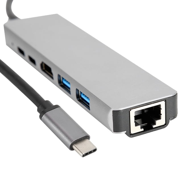 Tipo-C A UHD/TUPO-C/HDTV SS RJ45 USB Expander Tipo-C Hub, Mini Expansion Dock Hub, 1000Mbps 1080p Para Teclado de Mouse de Phine, etc.