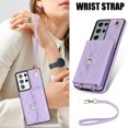 thumbnail image 2 of Case for Samsung Galaxy S21 Ultra, Crossbody Wristlet Case Wallet with RFID Blocking Card Slots KickStand Flip Folio PU Leather Magnetic Protective Cover Women for Samsung Galaxy S21 Ultra, Violet, 2 of 9