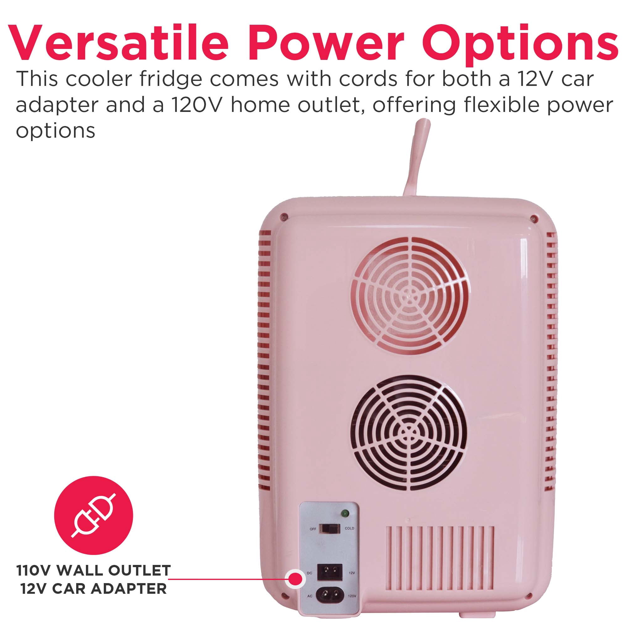 Frigidaire 6.5L 9 Can Mini Lighted Beauty Mirror Fridge Pink - compact, portable skincare fridge with mirror ideal for cosmetics, travel, and small spaces.