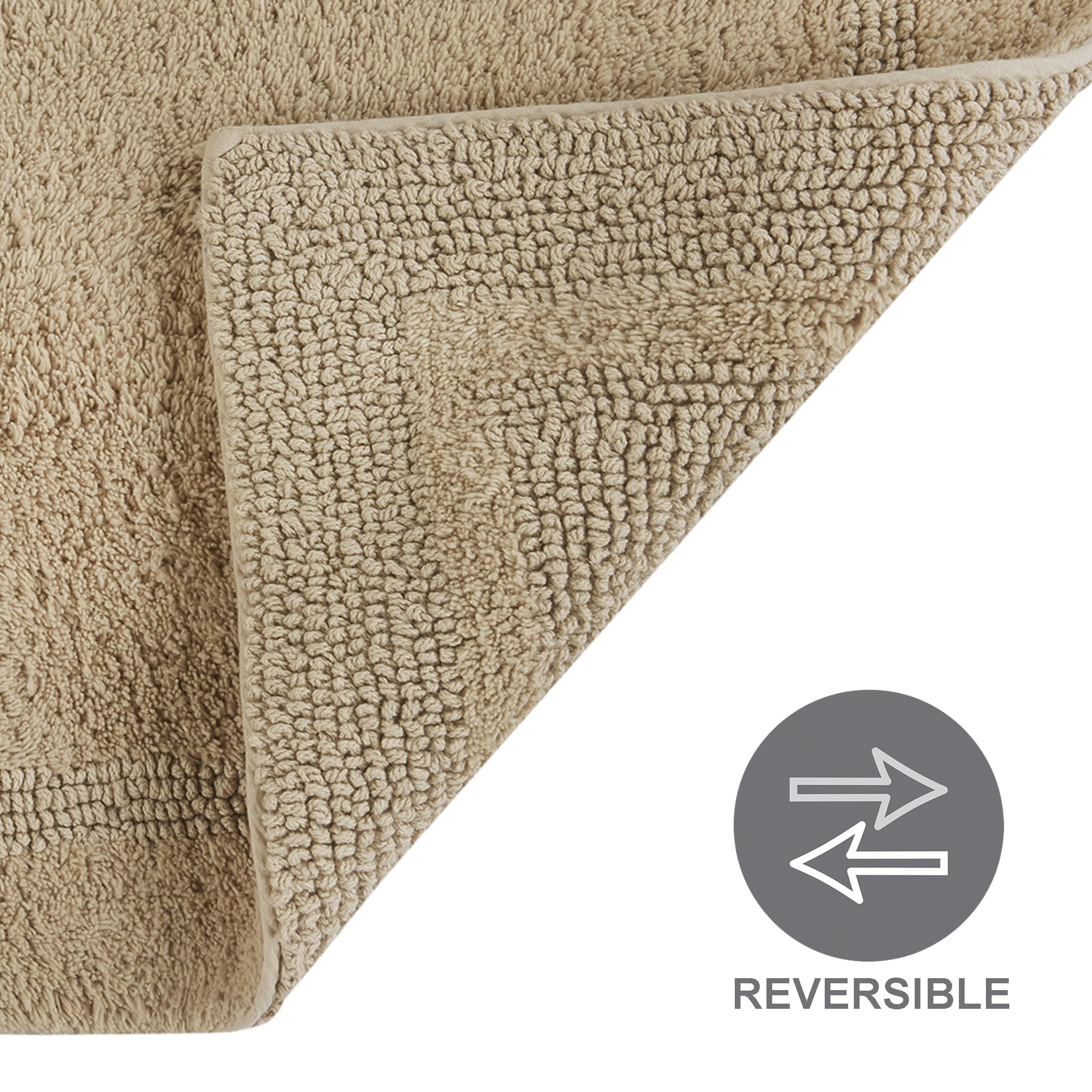 Better Homes & Gardens Cotton Reversible Bath Rug, Almond Biscuit, 17" x 24"
