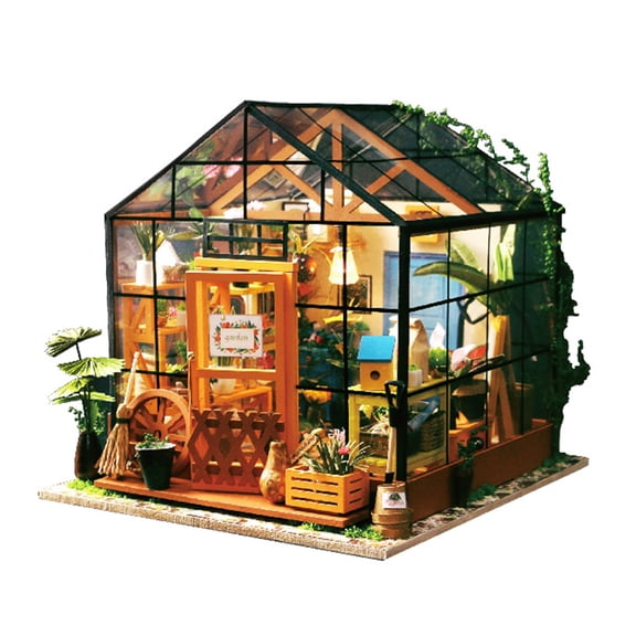 Casa de muñecas autoinstalable Casa de muñecas de bricolaje Kit de montaje de sala de madera Decoración del hogar Modelo de casa en miniatura Casa de muñecas de simulación autoinstalada TOMSHOO Casa de muñecas autoinstalable