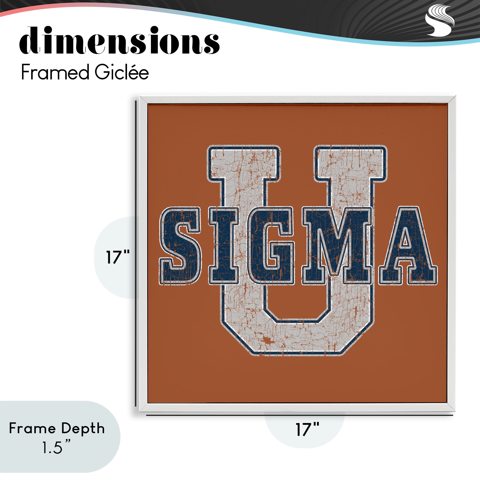 Stupell Industries Sigma University on Brown White Framed Giclee Art, design by Grotto Studios