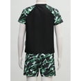 thumbnail image 6 of CHICTRY Kids Boys Two-piece Swimsuit Camouflage Print Short Sleeve Tops with Shorts Swimwear Black 13-14, 6 of 7