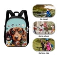 thumbnail image 2 of Xixirimido Dachshund Dog Butterfly Floral Pattern 3 Pcs Kids BookBag +Lunch Box + Pencil Bag for Preschool Primary School Bag Backpack Set for Boys Girls, 2 of 4