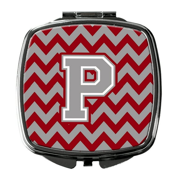 Letter P Chevron Crimson and Grey Compact Mirror