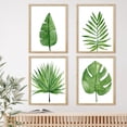 thumbnail image 2 of PixonSign Framed Wall Art Emerald Green Jungle Plants Print, Set of 4 Nature Wilderness Wall Decor Prints, Adhesive Canvas Poster, Modern Leaves Artwork for Bedroom, Office - 8"x10" Natural, 2 of 5