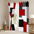 thumbnail image 2 of Manfei Red Square Curtains and Drapes (52x84), Modern Geometric Curtains Pack of 2, Chic Abstract Black Out Curtains, Window Curtains Room Decor, 2 of 6