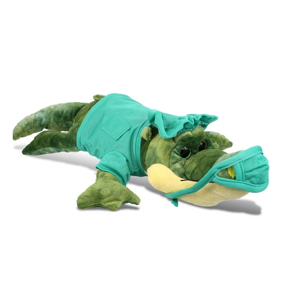 DolliBu Gator Doctor Plush Toy - Super Soft Alligator Doctor Stuffed Animal Dress Up with Cute Scrub Uniform & Cap Outfit - Fluffy Doctor Toy Plush Gift - 18 Inches