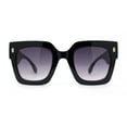 thumbnail image 2 of Womens Trendy Pop Color Hipster Boyfriend Thick Horn Rim Sunglasses Shiny Black - Smoke, 2 of 4