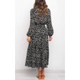 thumbnail image 2 of Women's Boho Leopard Print Ruffle Long Sleeve V Neck Casual Flowy Party Maxi Dress, 2 of 7