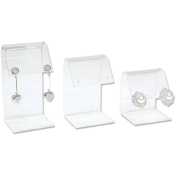 Acrylic Clear Curved Top Earring Display 3 Piece Set