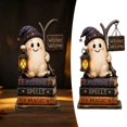 thumbnail image 2 of Ghost on Books Figurine Halloween Resin Village Decoration with Witches Welcome Sign Tabletop Mantel Shelf Indoor Fall Decor C, 2 of 6
