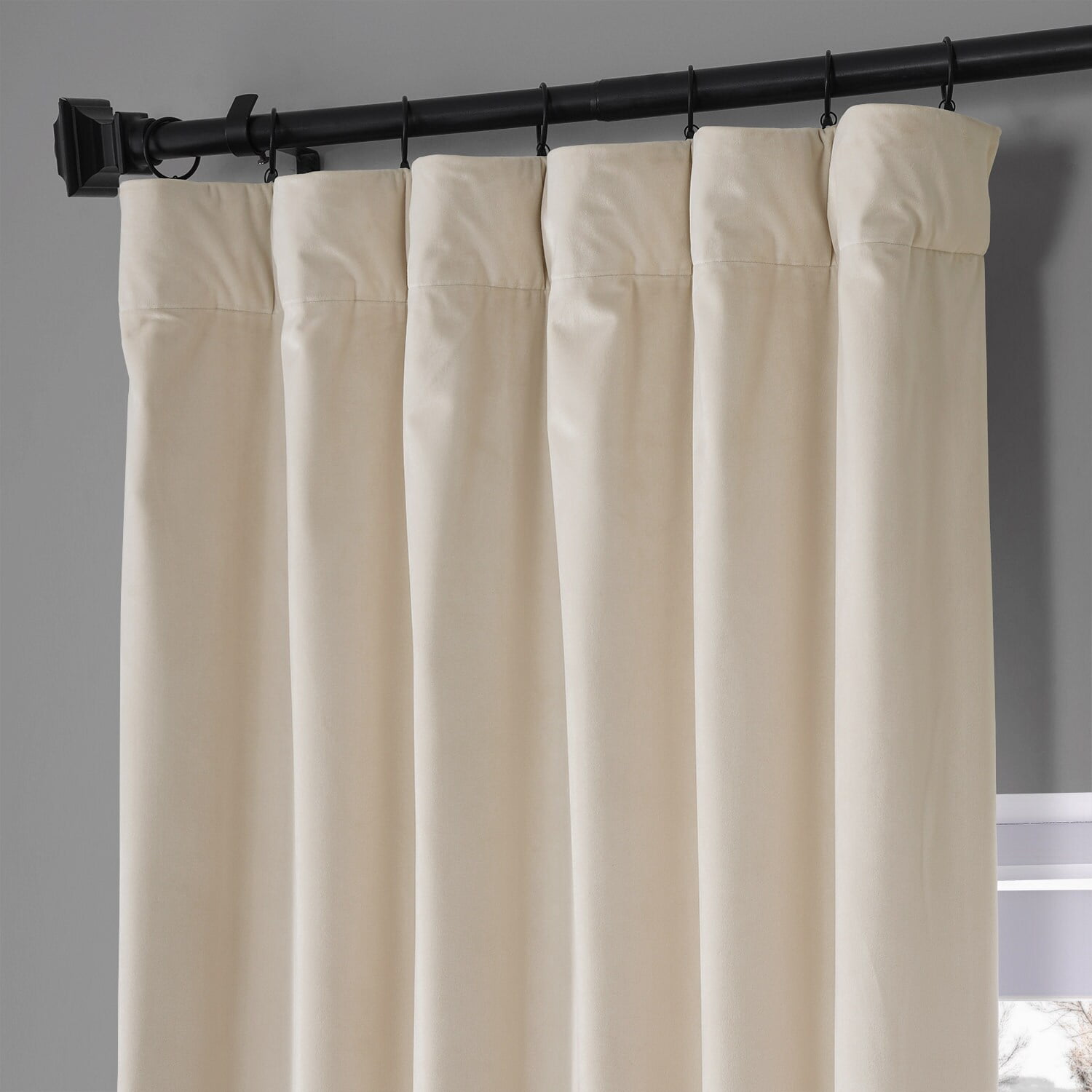 HPD Half Price Drapes Signature Cream Plush Velvet Hotel Thermal Blackout Curtains for Bedroom & Living Room Curtains (1 Panel), Window Curtains 84 inches long, Rod Pocket Curtains & Drapes, 50W X 84L