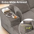 thumbnail image 4 of 108.5” Oversized Boneless Deep Seat Couch with Corduroy Fabric, Modular Cloud Sectional Sofa Couches for Living Room, No Assembly Required Faux Fur Sofa, Gray, 4 of 10