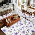thumbnail image 5 of 2.7x5 Area Rugs, Purple Spring Floral Non-Skid Rubber Backing Large Rectangle Rugs - Living Room Bedroom Home Office, Pastoral Botanical Watercolor Indoor Floor Mat Carpets Washable Rug, 5 of 9