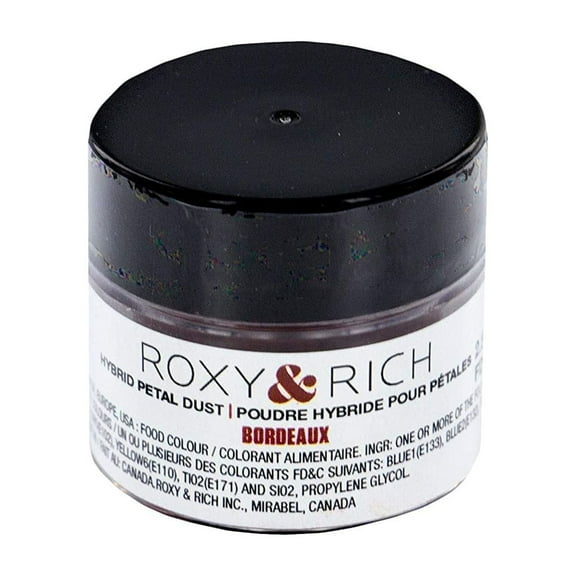 Roxy & Rich Hybrid Petal Dust Powder Food Color 8 Milliliters Volume, Bordeaux