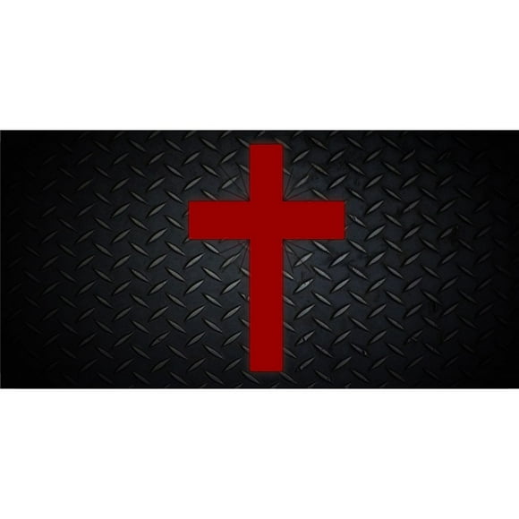 Red Cross On Black Diamond Photo License Plate