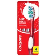 Colgate 360 Advanced Whitening Toothbrush Pack, Medium Adult Toothbrushes, 4 Pack