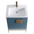 thumbnail image 3 of Fine Fixtures - Modern Blue 24" Bathroom Vanity Set, Satin Brass Hardware, Vitreous China Sink Top, 3 of 4