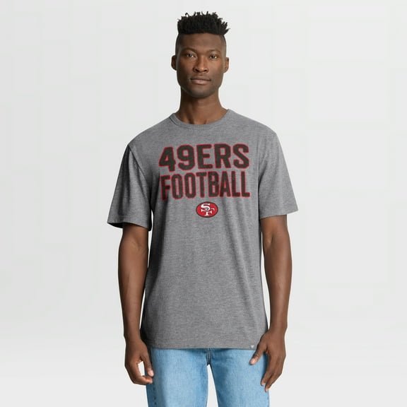 Men's Fanatics Heather Gray San Francisco 49ers First Down Tribute Tri-Blend T-Shirt