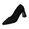 thumbnail image 3 of IEMIEMIEM Women's Kitten Heels Pumps Pointed Toe Knit Slip On Comfortable Casual Formal Dress Shoes Office Party Wedding Walking Shoes 5.5 Wide Black, 3 of 6