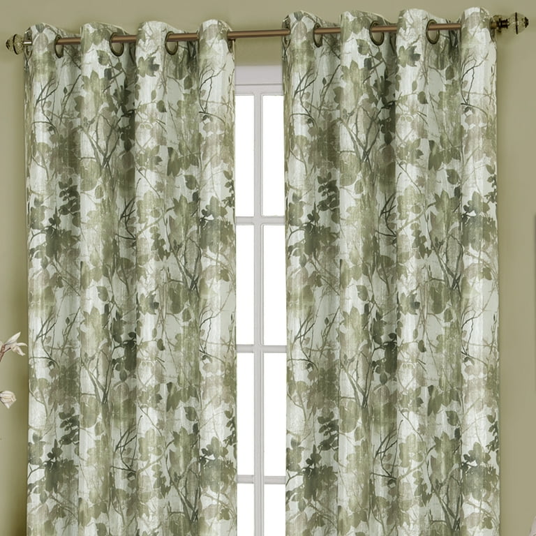 Achim Tranquil Room Darkening Lined Grommet Window Curtain Set, 50 in x 63  in, Floral Green 