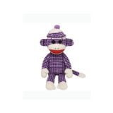 Ty Beanie Babies Sock Monkey Plush, Purple Quilted