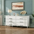 thumbnail image 4 of CZMDZH White Dresser for Bedroom with 6 Drawers, Large Fabric Dresser TV Stand for 60, 65, 70 inch TV,White TV Stand with Storage,Entertainment Center with Wood Top，Bedroom, Living Room, Hallway, 4 of 15