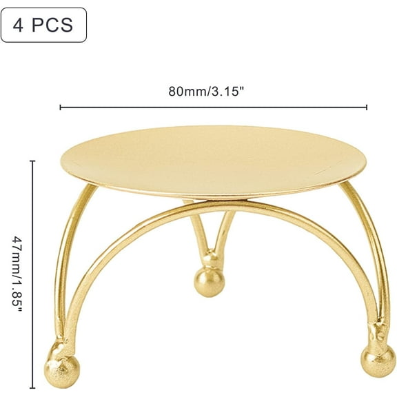4PCS Iron Plate Candle Holder Golden Flat Round Decorative Candlestick Holder Pillar Candle Plate Pedestal Candle Stand for Home Table Christmas Party Decoration