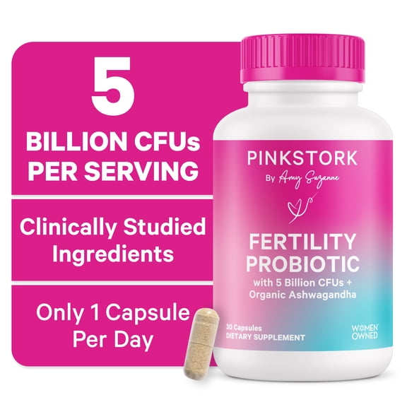 Pink Stork Fertility Probiotic, Vaginal Health Feminine Supplements with Lactobacillus, 30 Capsules
