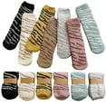 thumbnail image 2 of 3PCS Women Men Autumn Winter Cute Cartoon Stripes Print Coral Fleece Socks Warm Middle Tube Sleeping Stocking, 2 of 8