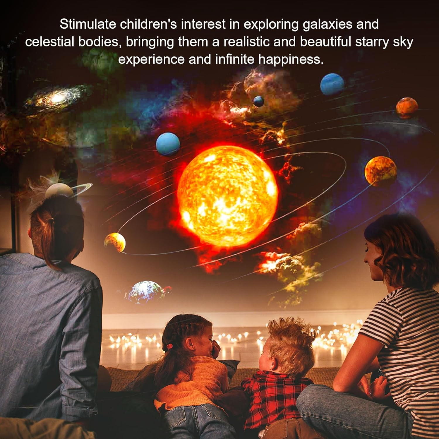 Luces Decorscion De Planetas, Planetarium Star Projector with 12 Planet Discs, Bedroom Starry Sky Night Light Projector Lamp (White)