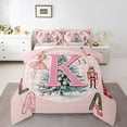 thumbnail image 3 of Homewish Initial K Letter Bedding Comforter Set for Kids, Cartoon Princess Elf Twin Comforter Sets, Pink Xmas Buffalo Plaid Reversible Bedding Set, Ultra Soft Bedroom Decor, 2 Pieces, 3 of 8