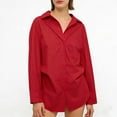 thumbnail image 4 of yillto Womens Oversize Shirts Button down Collared Long Sleeve Tops V Neck Work Casual Tunic Blouse, 4 of 6
