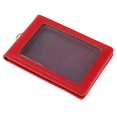 thumbnail image 1 of Porte-badge d'Identification Réutilisable Double Carte Verticale Porte-Carte en Cuir Rouge, 1 of 4