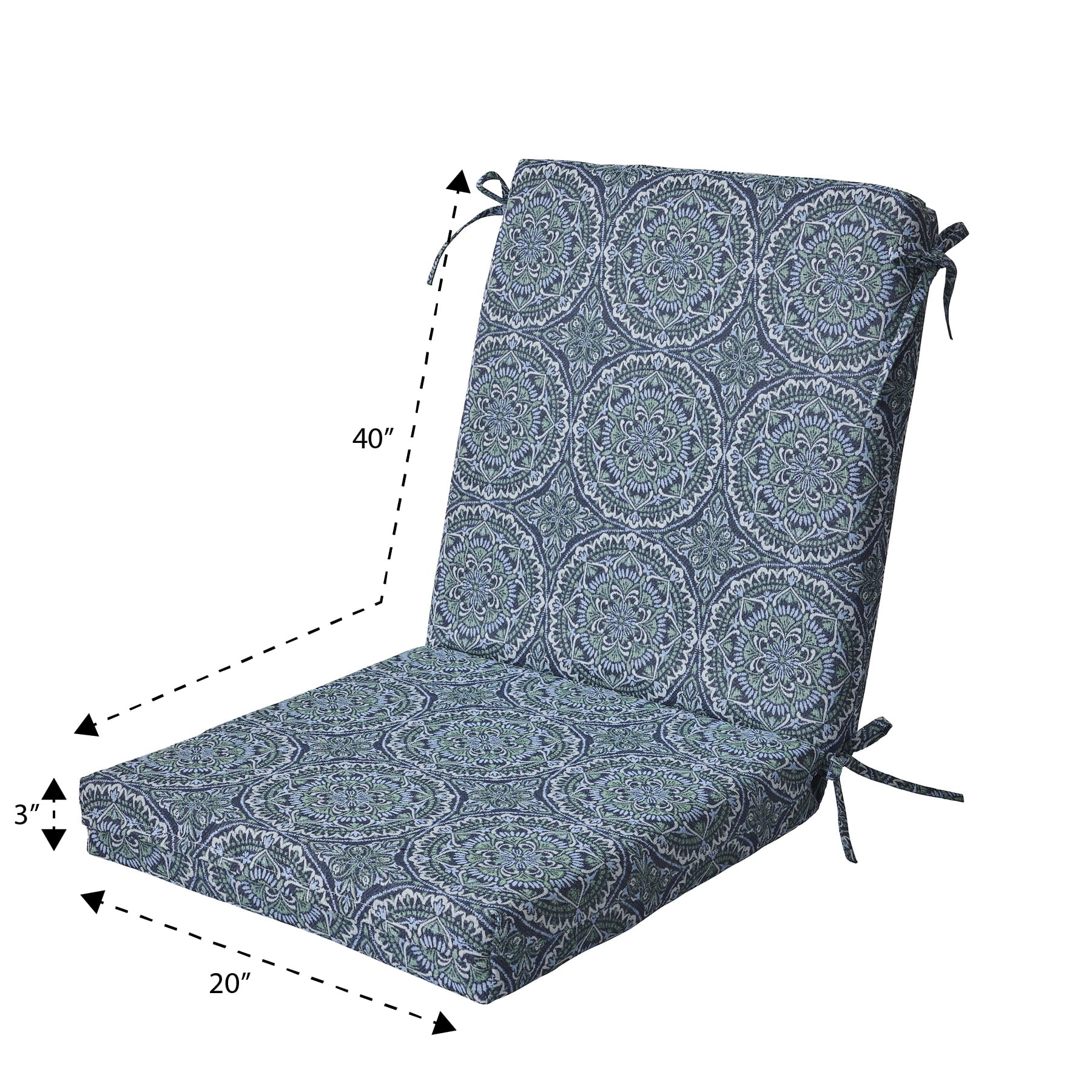 Better Homes & Gardens 44" x 20" Outdoor Chair Seat Cushion, 1-Piece, Medallion