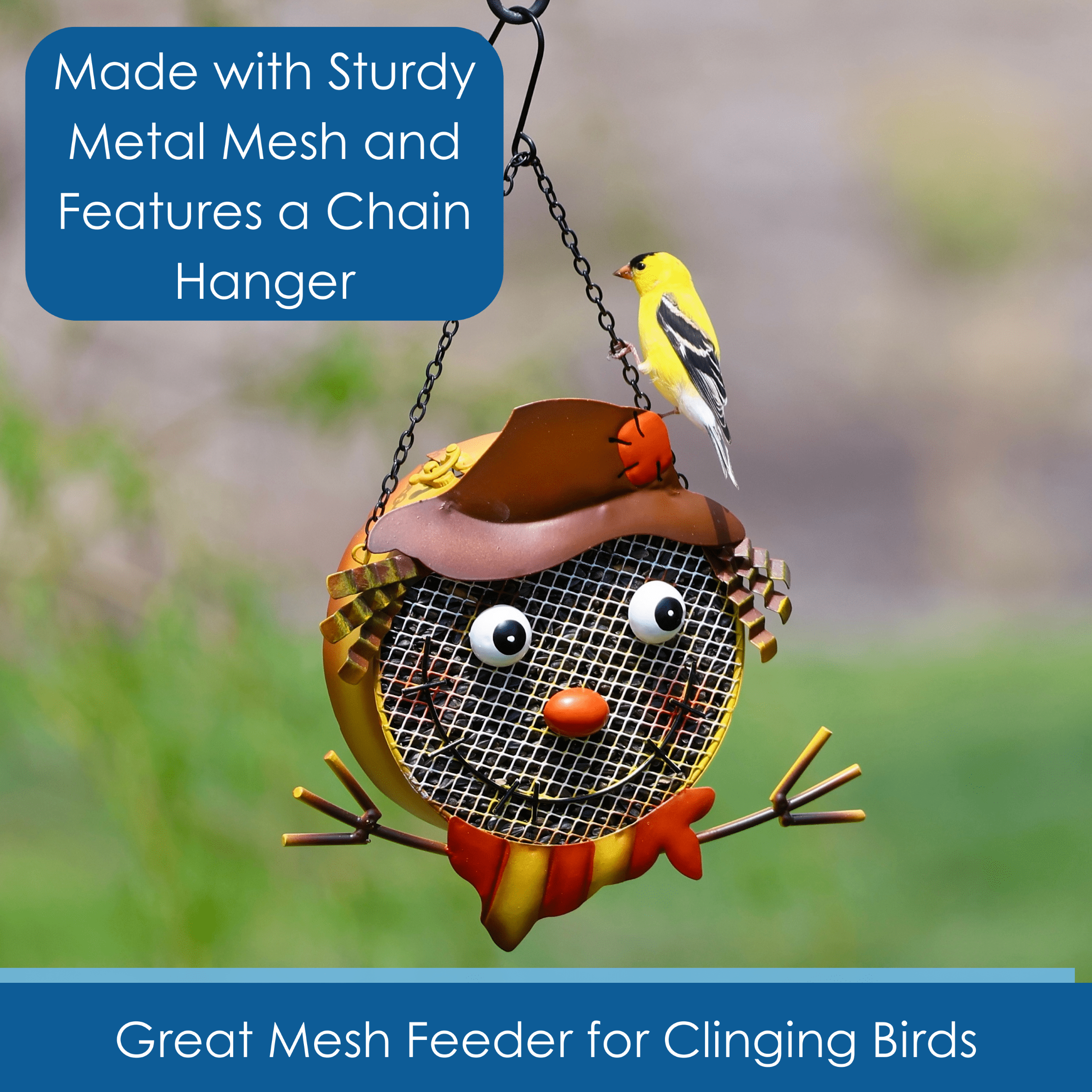 Gift Essentials Metal Mesh Bird Feeder, Sunflower Seed Feeder, Scarecrow