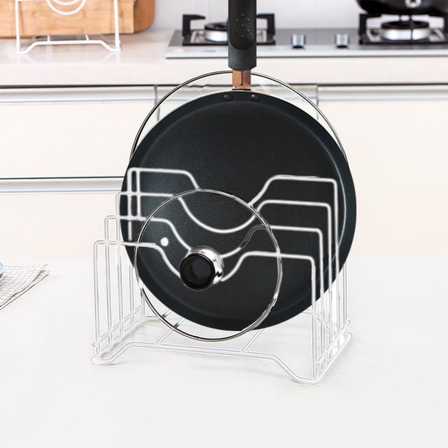 PRETXORVE Iron Multi-layer Lid Storage Rack Thick Iron Space Lid Rack Kitchen Countertop Cutting Board Storage Racks