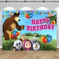 thumbnail image 5 of Fondo de fiesta Masha y el oso, fondo de fotografía para niños, niñas, primer y segundo cumpleaños, fiesta de flores, arbustos, pancarta de fotos, decoración, regalo, 5 of 5