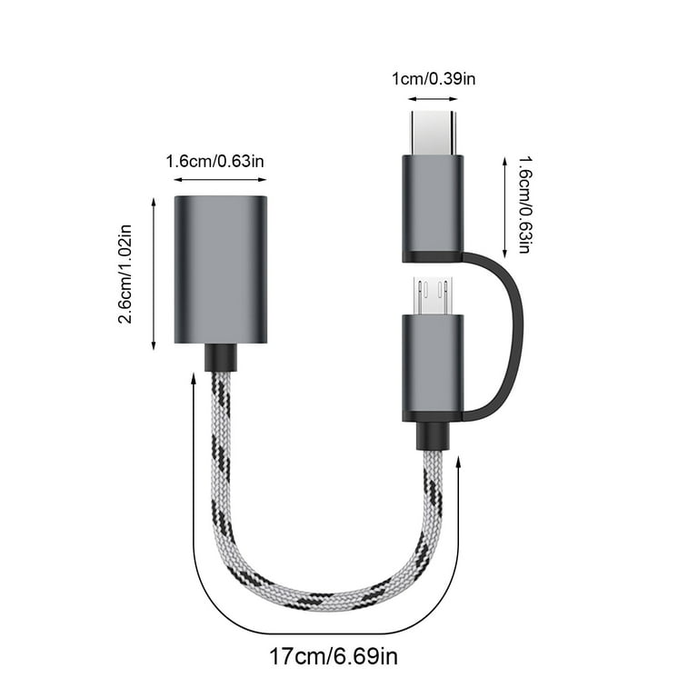 LBECLEY Waptrick C Adapter Usb 1 To Micro & in Adapter Otg 2 Usb Type for Usb Type-C Cable C Adapter Computer Accessories Gaming Accessories for Setup Grey Size -