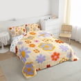 thumbnail image 3 of Homewish Lovely Daisy Queen Comforter Set,Cute Rainbow Blossom Bedding Sets,Blue Orange Bedding Comforter Set For Kids,Breathable Home Decor Reversible,3 Pieces, 3 of 8