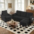thumbnail image 4 of Soscana Convertible Sectional Sofa & Accent Chair,3 Seat L Shaped Couch with Reversible Storage Ottoman&Side Pockets, for Living Room Office Apartment Apt, 4 of 8