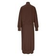 thumbnail image 6 of Miluxas Women's 2 Piece Sweater Set Outfits Long Sleeve Round Neck Oversized Top Bodycon Maxi Long Skirt Knit Dresses Coffee XS(XS), 6 of 9
