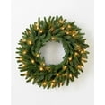 thumbnail image 2 of 26 Inch Pre-lit Fraser Fir Christmas Wreath LED Clear Lights Artificial Greenery Front Door Decoration Holiday Wall Decor Festive Xmas Seasonal Round, 2 of 7