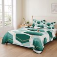 thumbnail image 2 of Twin Quilt Set 68''x86'', Turquoise Marble Lightweight Summer Bedspread Coverlet Set with 2 Pillow Shams, Gold White Geometric Hexagon Modern Breathable All Season Quilt Bedding for Dorm/Bedroom, 2 of 9