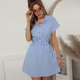 thumbnail image 4 of Summer Dresses for Women Temperament Commuter Dress Professional Stripe Elegant Skirt, 4 of 6