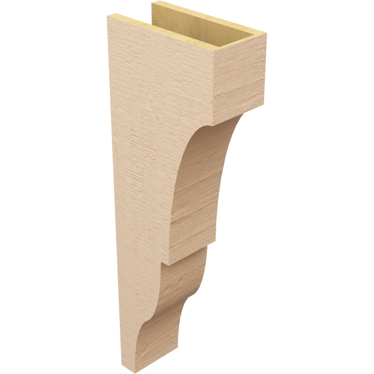 6"W x 12"D x 36"H Thin Asheboro Rough Cedar Woodgrain TimberThane Corbel, Primed Tan